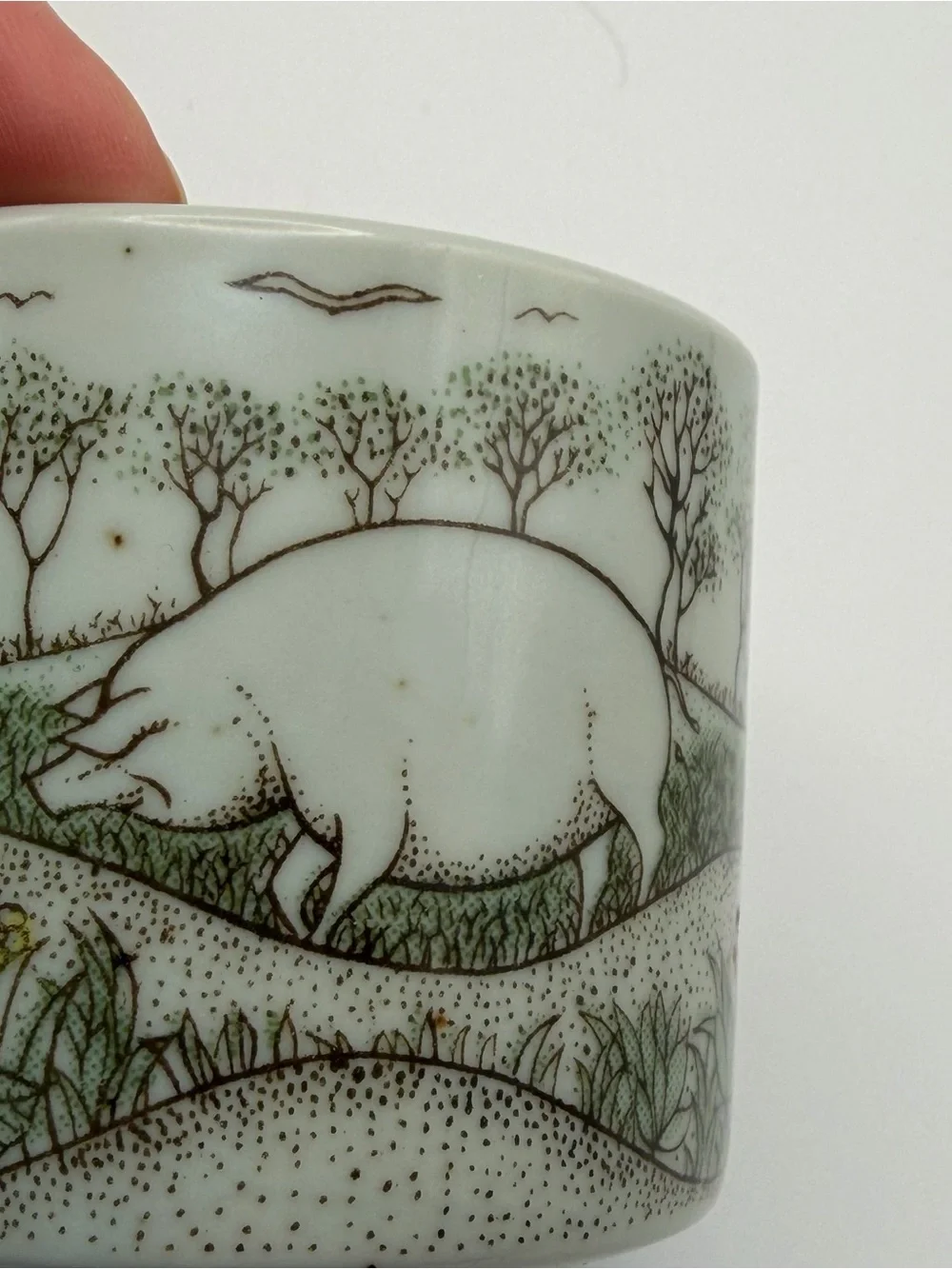 Vintage Otagiri Pig Teapot Tea Set 6 Cups Speckled Stoneware Japan Missing Lid